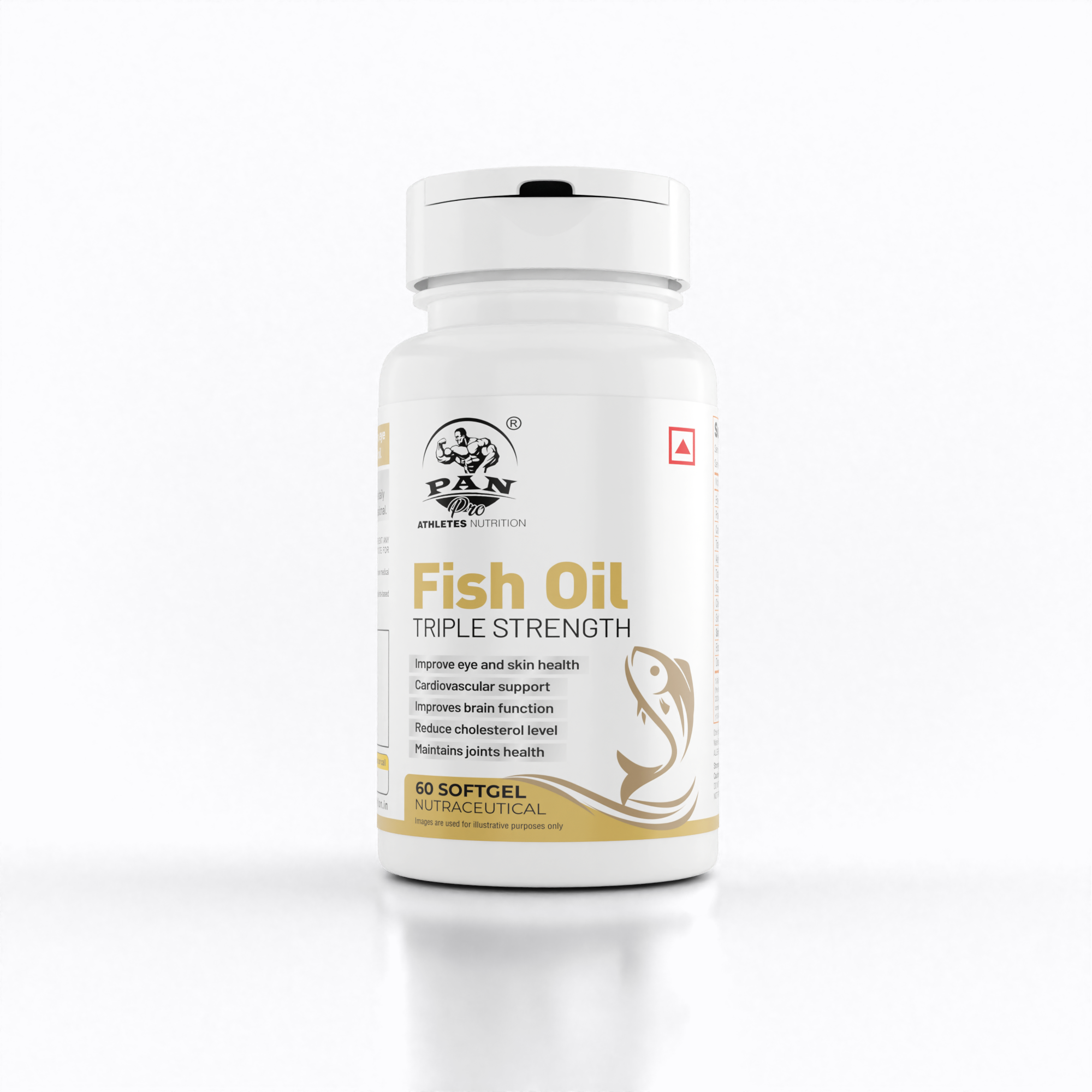 PAN Fish Oil Triple Strength 60 Softgel Capsules – Omega-3 EPA & DHA for Heart, Brain & Joint Health