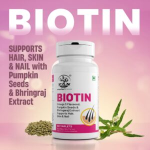 PAN Biotin – 60 Tablets with Omega 3 Flaxseed, Pumpkin Seeds & Herbal Extracts for Hair, Skin & Nails