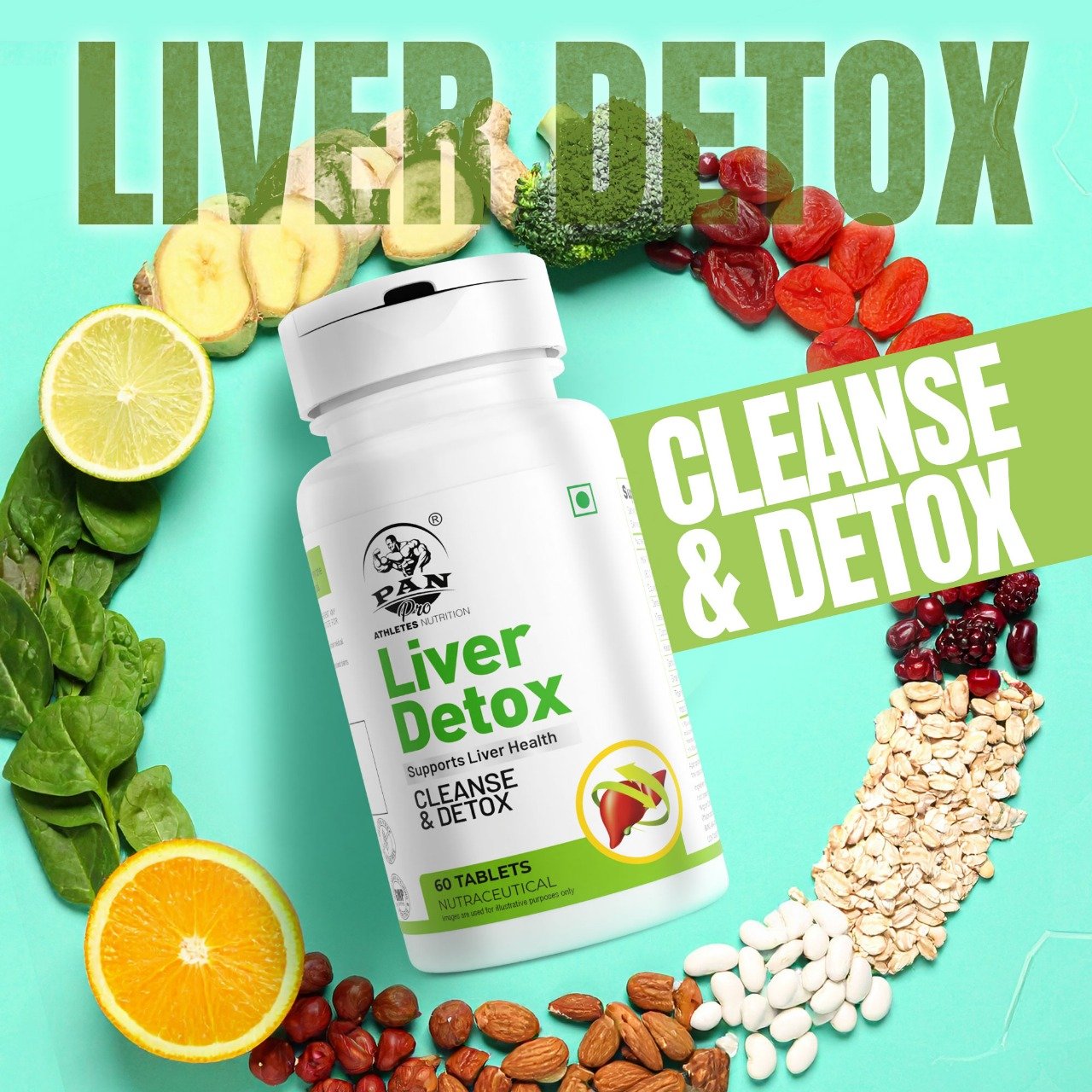 PAN Liver Detox Tablets with Milk Thistle, Dandelion & Herbal Extracts – 60 Tablets