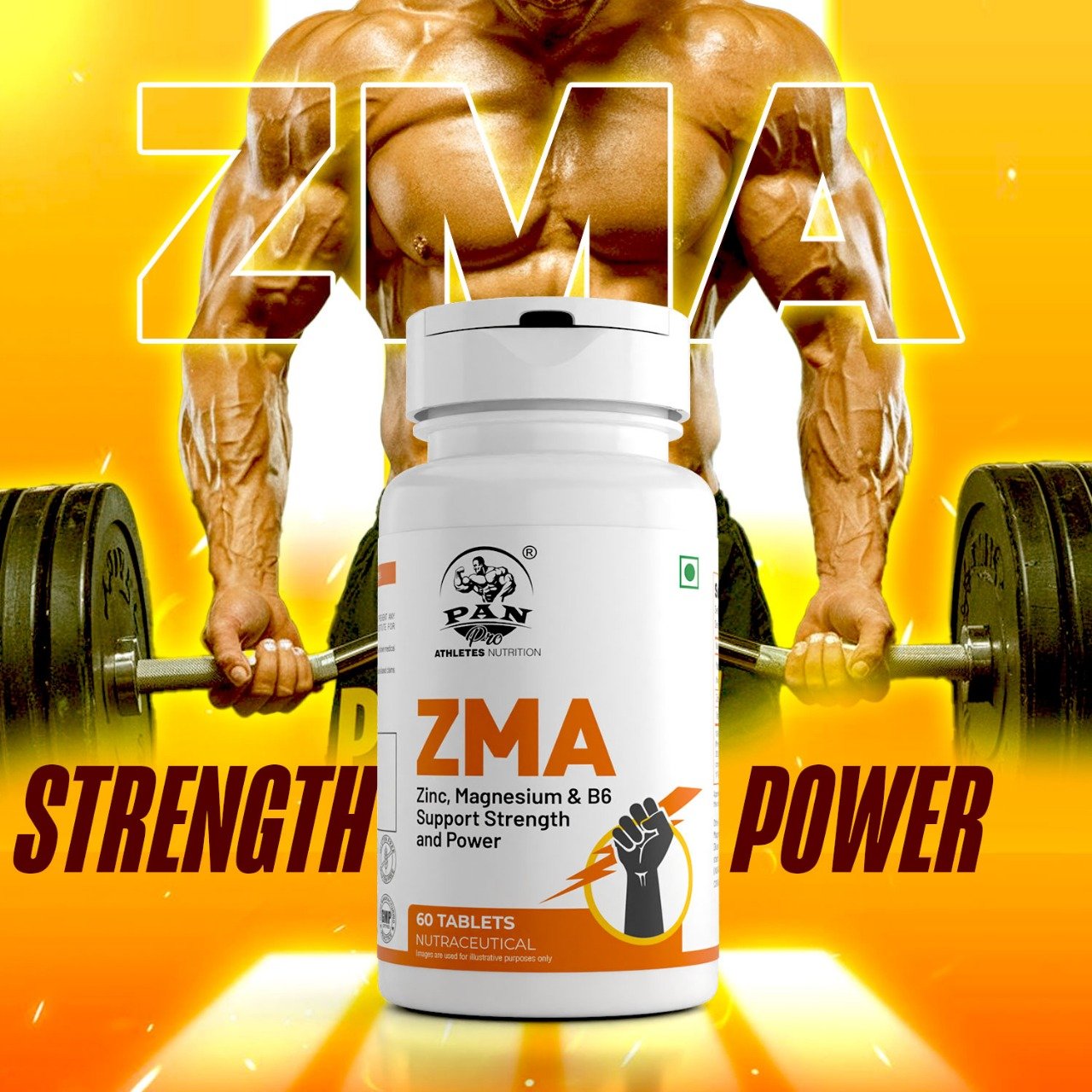 PAN ZMA – Zinc, Magnesium & Vitamin B6 – 60 Tablets for Strength & Recovery